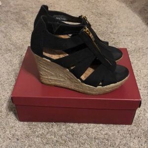 Black zip up wedges